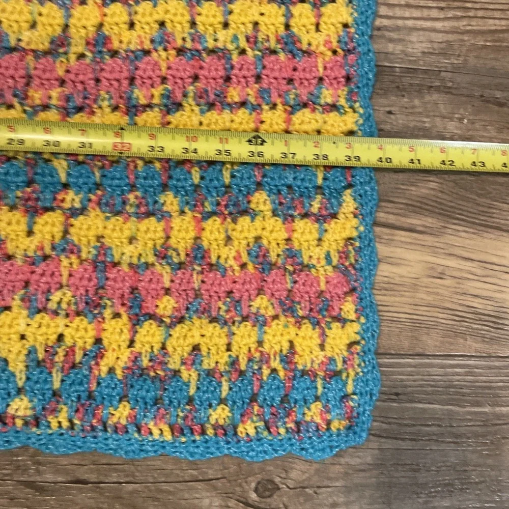 Handmade Crochet Multicolor Throw Blanket‎ 40x42